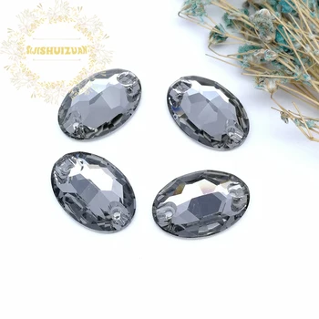 Visoko-kakovostni razred Black Diamond T215 ovalne Steklo, Kristal sew na okrasnih z DVEMA luknje Diy poročno obleko pribor Brezplačna dostava