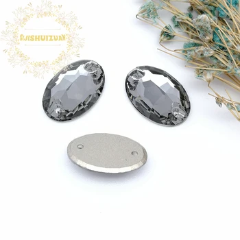 Visoko-kakovostni razred Black Diamond T215 ovalne Steklo, Kristal sew na okrasnih z DVEMA luknje Diy poročno obleko pribor Brezplačna dostava
