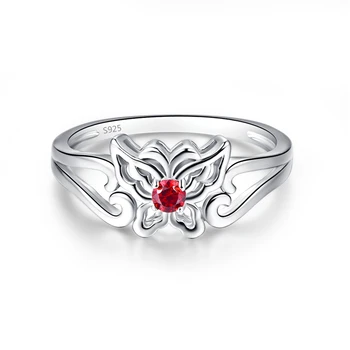 Vroče Prodaje 925 Sterling Srebro Votlih Iz Metulj Red Crystal Ring Za Ženske Modni Prstani, Nakit bague femme Ženski Darila