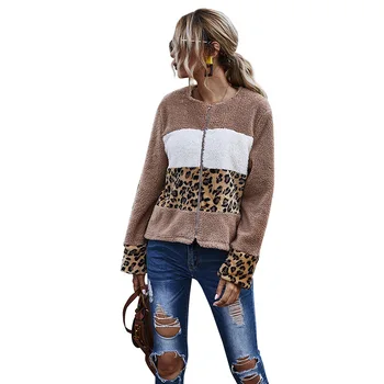 Vroče Prodaje Novih Evropskih in Ameriških ženskih Oblačil Leopard Zadrgo 2020 Sodijo Zimski Plašč Žensk Dolg Rokav