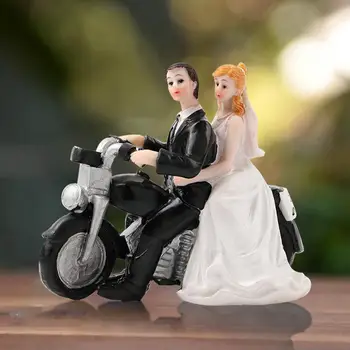 VROČE PRODAJO!!! Moda Torto Pokrivalo, Nevesta, Ženin na Motocikel Smolo Figur Poroko Ornament