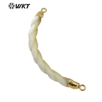 WT-JP244 Debelo vrvic obliko polmeseca rog lupini obesek zlato electroplated dvojno zank lupini rog obesek za ogrlico