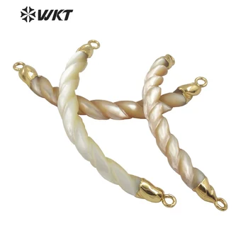 WT-JP244 Debelo vrvic obliko polmeseca rog lupini obesek zlato electroplated dvojno zank lupini rog obesek za ogrlico