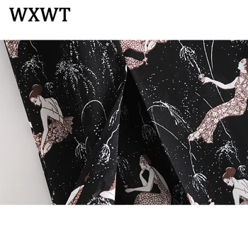 WXWT Moda za Ženske, francoski Letnik Lepoto Cvjetnim Tiskanja Seksi Krilo Visoko Pasu Split Ženske Elegantna Trend Krila 2021 Novo OM7075