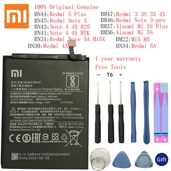 Xiao Mi Originalne Baterije Telefona Za Xiaomi Redmi 5 Plus/Opomba 5/Opomba 3/Redmi Opomba 3 Pro/3/3S/3X/3Pro/4X/6/6A/Opomba 4/4A/Mi 5S/Mi 5X
