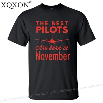 XQXON-2018 nov slog bombaž tshirt najboljši piloti, ki so rojeni v novembru darilo za rojstni dan t-shirt pilotni moški majica s kratkimi rokavi vrhovi K232