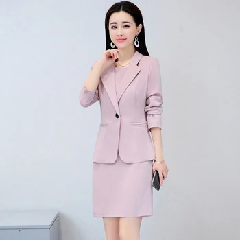 YASUGUOJI nove jesensko urad dama barva slim ženska obleka obleke en gumb jopič z koleno-dolžina obleko obleko ženske LXF6