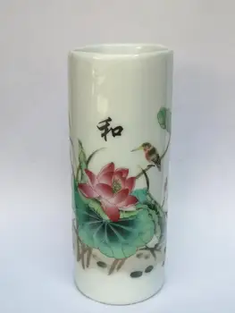 YIZHU CULTUER UMETNOSTI Zbirajo Stari Kitajski Famille rose Porcelana Slikarstvo Lotus Cvetje Ptica Krtačo pot Dekoracijo Darilo