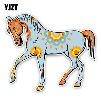 YJZT 14.2CM12.1CM Zanimivo Skrivnostni Barve Cvetja Risanka Konj Barvne PVC Avto Nalepke za Dekoracijo Grafični C1-5064