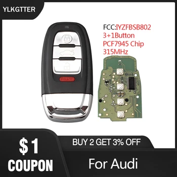 YLKGTTER 3+1Button Smart Vstop brez ključa Tipko Obleko Za Audi A3 A4 A5 A6 A8 Quattro V5 V7 A6 A8 Za Audi IYZFBSB802 z PCF7945