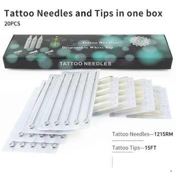 Za enkratno uporabo Plastičnih Tatoo Nasveti FT S Box (RM+FT) Tatoo Igle in Bele konice Mešani 40PCS - Strokovno Tatoo Iglo RM