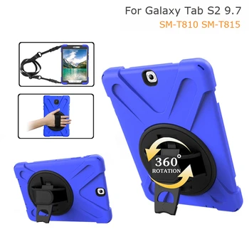 Za Samsung Tab Galaxy S2 9.7 SM-T810 T815 T819 Težka Oklep Strani Ramenski Trak Primeru Otroci Hibridni Shockproof Stojalo Pokrov