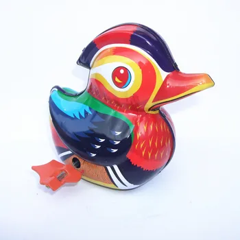 [Zabavno] Odraslih Kolekcija Retro Veter igrača Kovinski Tin ptica Mandarin raca Mehanske Planu igrača številke modela otroci darilo