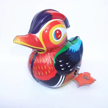 [Zabavno] Odraslih Kolekcija Retro Veter igrača Kovinski Tin ptica Mandarin raca Mehanske Planu igrača številke modela otroci darilo