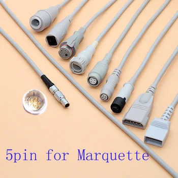 Združljiv Marquette 5pin, da Argon/Medex/HP/Edward/BD/Abbott/PVB/Utah IBP tipalo adapter za prtljažnik kabla za pretvornik tlaka.