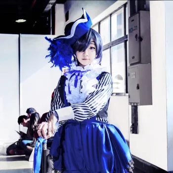 Črna Butler Kuroshitsuji Ciel Phantomhive Cirkus Cosplay Kostum Modra Enotno Obleko za noč Čarovnic Anime Kostumi za Ženske/Moški