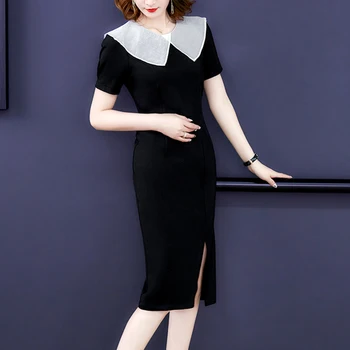 Črna Tanko Obleko Za Ženske Vestidos Urad Dama Moda Obleko Elegantno Ukrajina Stilsko Boginja Ženske Obleke Vestido De Praznik