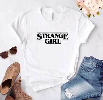 Čudno Dekle Moda korejski Pismo Ženske T-shirt Bombaža, Plus Velikost Ženske Obleka O Neck Majica Ulične Kratek Rokav Vrh Tees