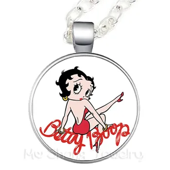 Čudovito Betty Boop Ogrlica Ameriški Stil Znanih Risank Stekla Chrysoprase Ročno Pogodbenice Prednost Dekle Ženske Sweaterchain