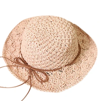 Ženske klobuk, ki je Ročno Tkane Žensk Slamnati Klobuk z Velikim Zložljiva Plaži Pokrivalo Premca Nedelja Klobuk Klobuk Sunsn