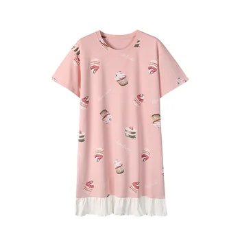 Ženske Nightgowns Plus Velikost Pomlad Poletje Pink Princess Kawaii Kolena-dolžina Homewear Sladko korejskih Študentov VROČE Sleepshirts Womens
