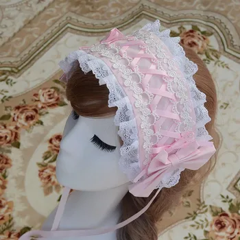 Ženske Sweet Lolita Lase Čipke Cvet Lok Pokrivalo, Šal Devica Kostum Hairband Opremo Anime Elegantno Bandanas Hairwrap Za Lady